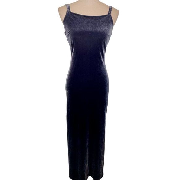 EUC 90s Vintage Rampage Blue Velvet Maxi Slip Dress S